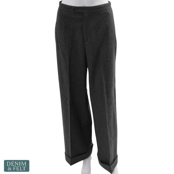 Ralph Lauren Purple Label Cashmere Wool Wide Leg Trouser Pants Gray Size 8 - Picture 2 of 10